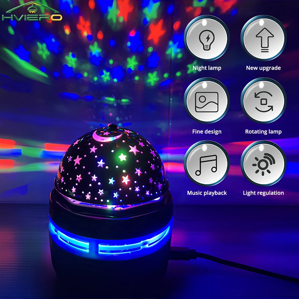 Proyector de luz nocturna estrellada, lámparas de mesa USB, sala de juegos, cine en casa, techo, decoración de boda, Halloween, gira automáticamente
