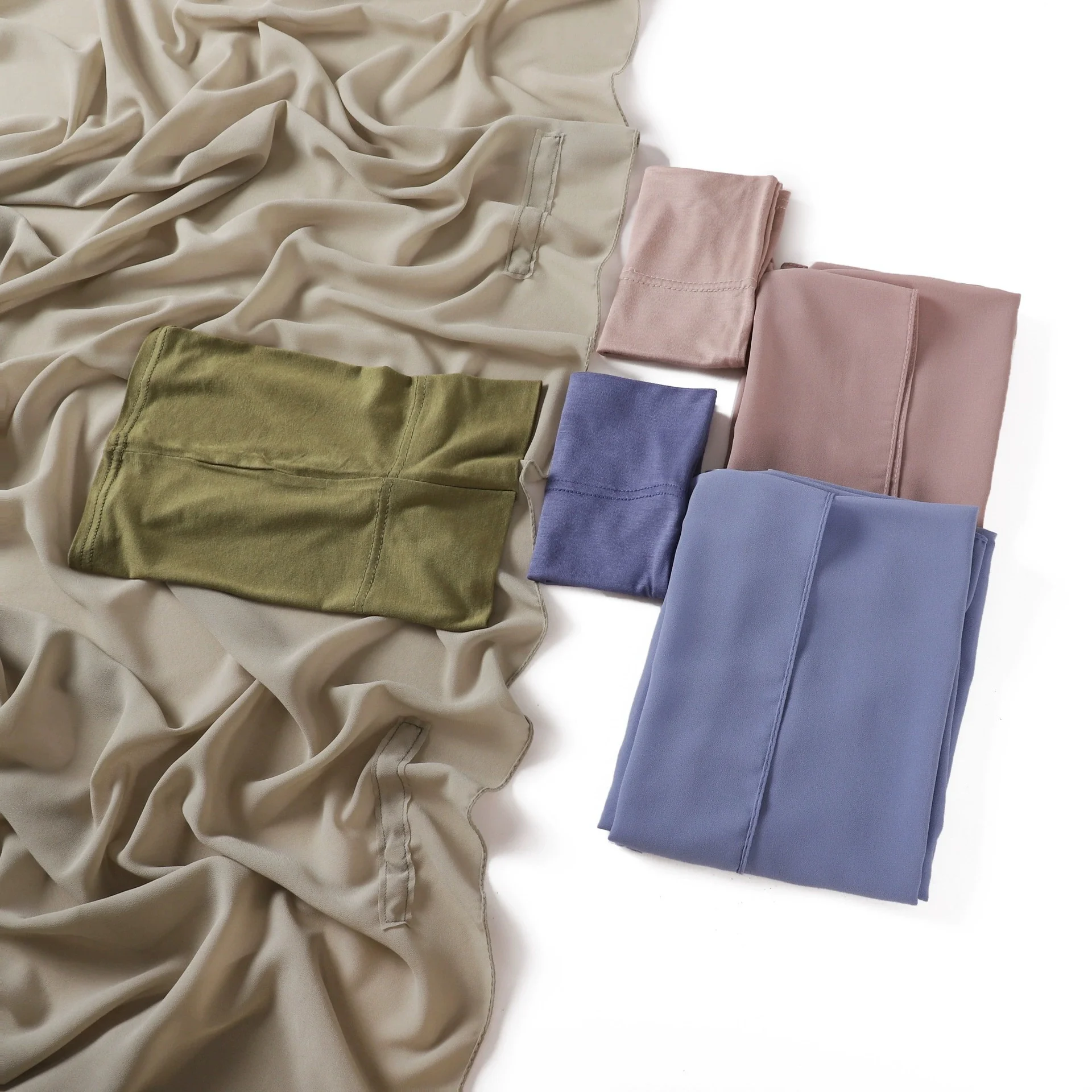 Hot Sale Premium Instant Chiffon Hijab With Bulit-in Magnets Solid Color Easy To Wear Shawl Wrap with Undercap for Muslim Women