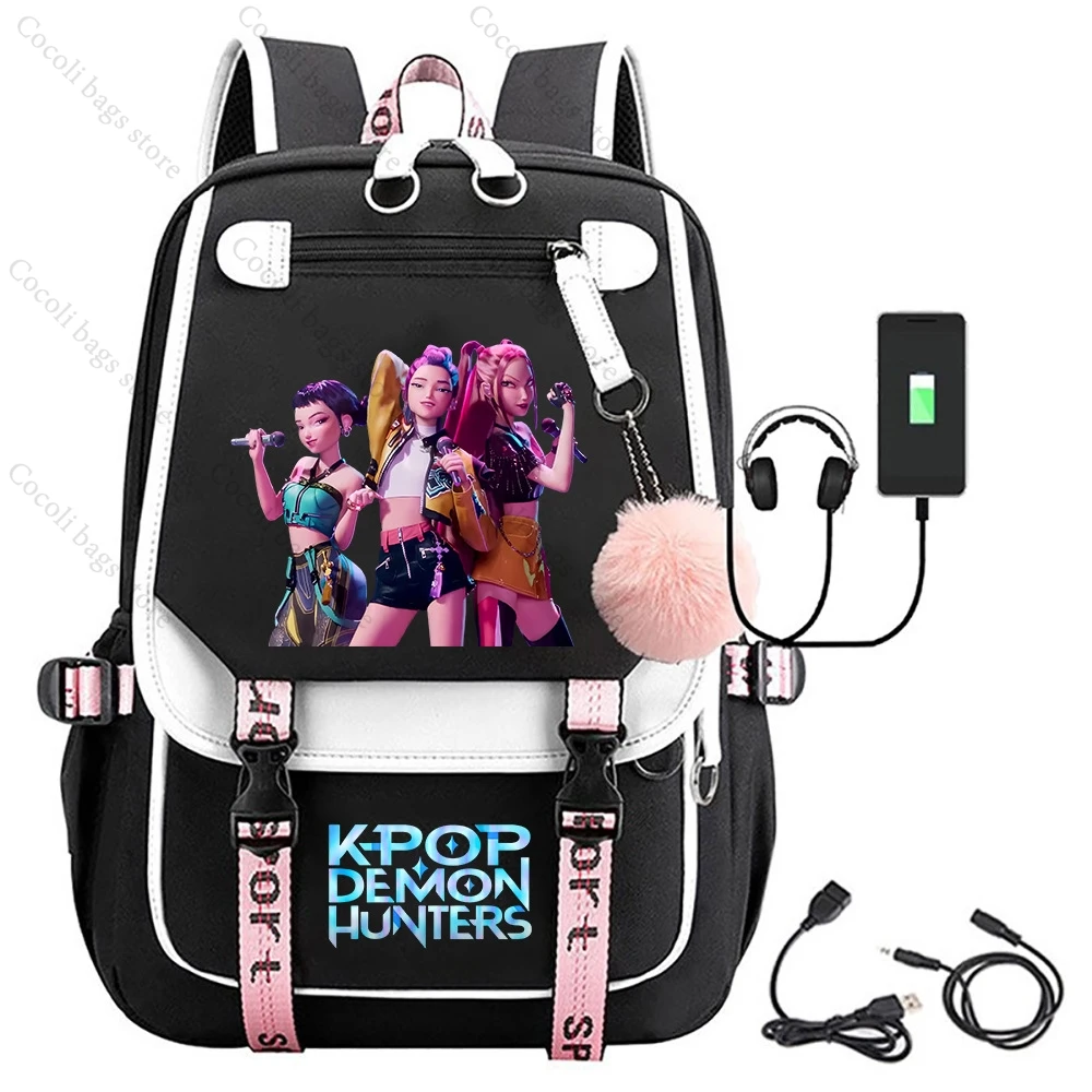 Mochila con estampado de cazadores de demonios 2025 KPop, bolso escolar de gran capacidad, bolso para estudiantes, mochila escolar para niñas