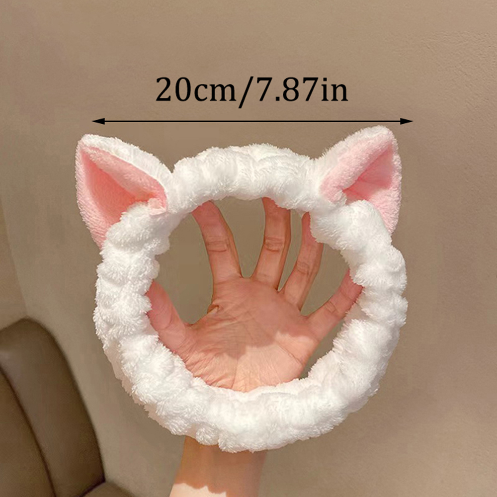 Cute Cat Spa Headband for Washing Face Makeup Skincare, Animal Headbands for Women Girls Trendy Stuff Gifts Soft Coral Fleece Fa