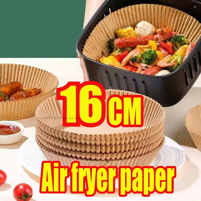 Bandeja de papel de aislamiento a prueba de aceite para freidora de aire, almohadilla para hornear antiadherente desechable, cuadrada, práctica y duradera, 100 Uds.