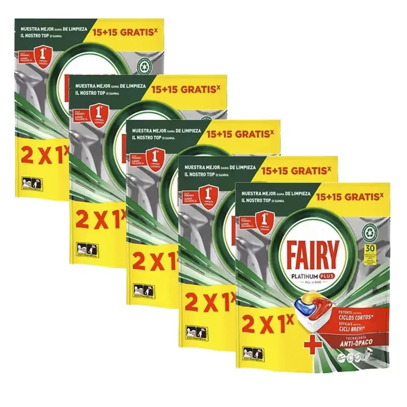 Fairy Platinum Plus All in One 150 compresse per lavastoviglie, confezione di risparmio 2x1, totale 150 capsule, pulizia profonda e lucentezza extra, fragranza al limone