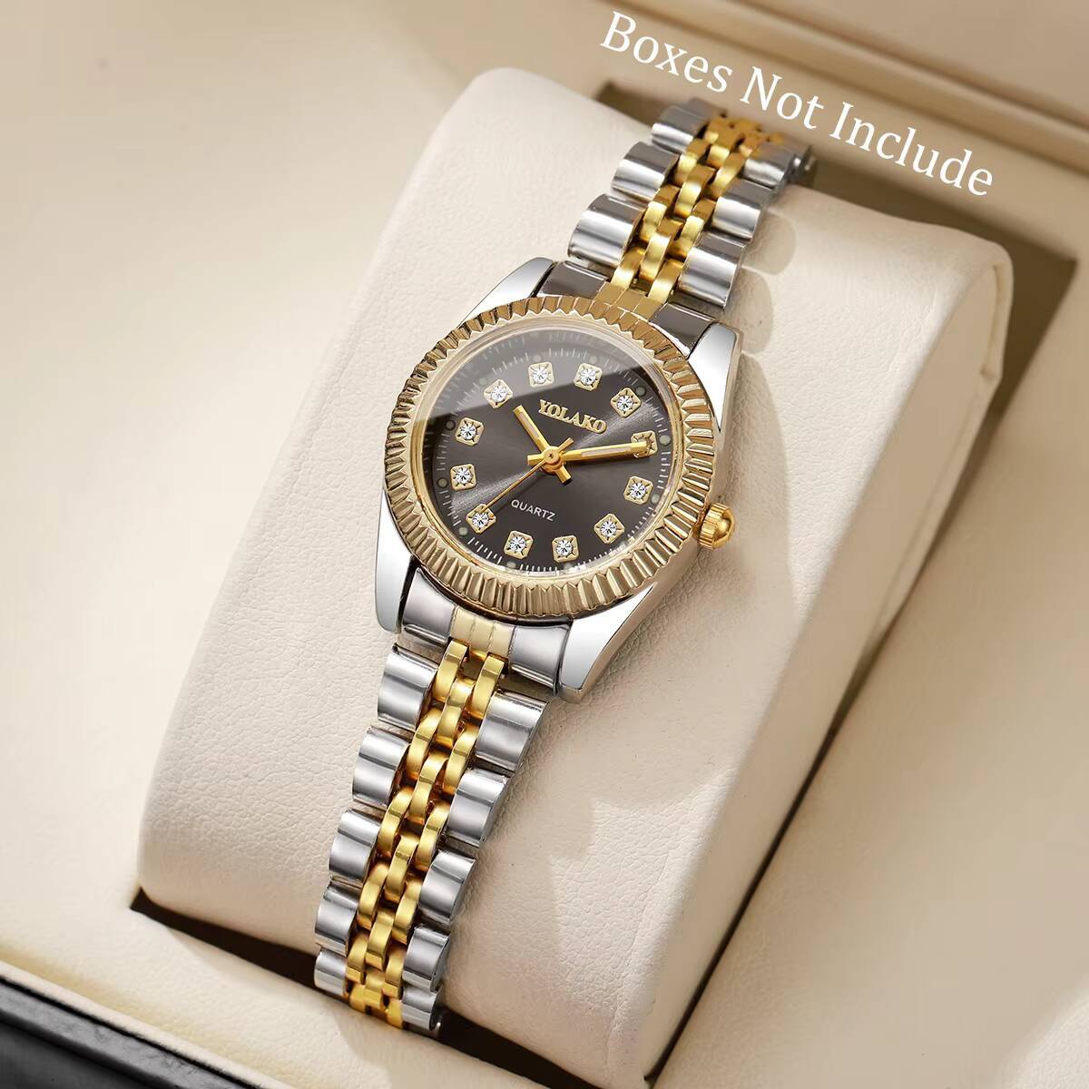 Mode Strass Vrouwen Quartz Horloge Kalender Horloge Klok Gift Reloj Mujer (Zonder Doos)