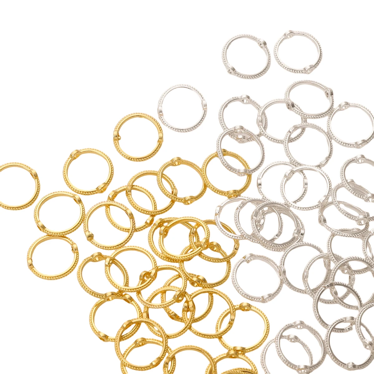 Über 50 Stück Legierungs-Spitzenperlen-Set mit Farbretention, modischer Taschenperlenring, Doppelloch-Perlenring, handgefertigte Schnurperlen-DIY-Klammer