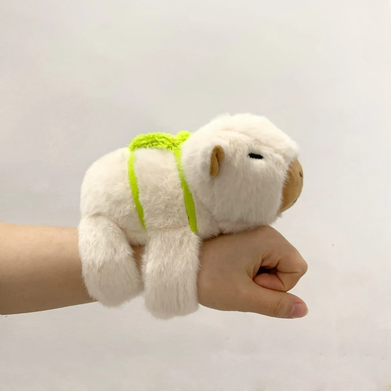 Novo adorável kawaii capivara animal tapa snap envoltório pulseira capivara anel de mão de pelúcia pulseira brinquedos do miúdo presente aniversário