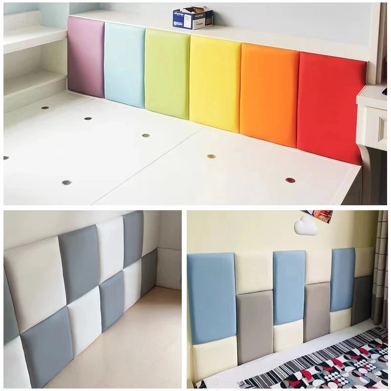 Multi Color Bed Headboards Decor PU Soft Pack Tatami Self-adhesive Child Anti-Collision Cabeceros 3D Wall Sticker Tete De Lit
