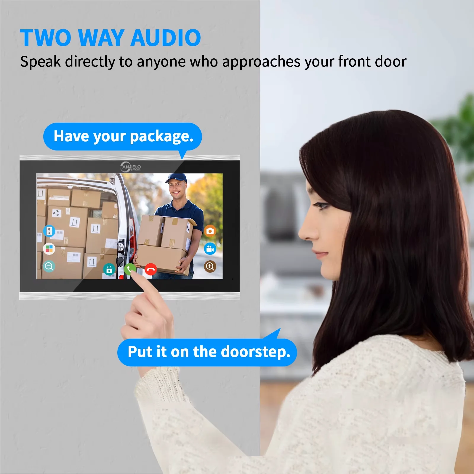 Tela sensível ao toque do interfone video porteiro Tuya de 7/10 polegadas com campainha com fio 1080P 148 °   Cartão de impressão digital com senha de APP Swipe 3Monitor