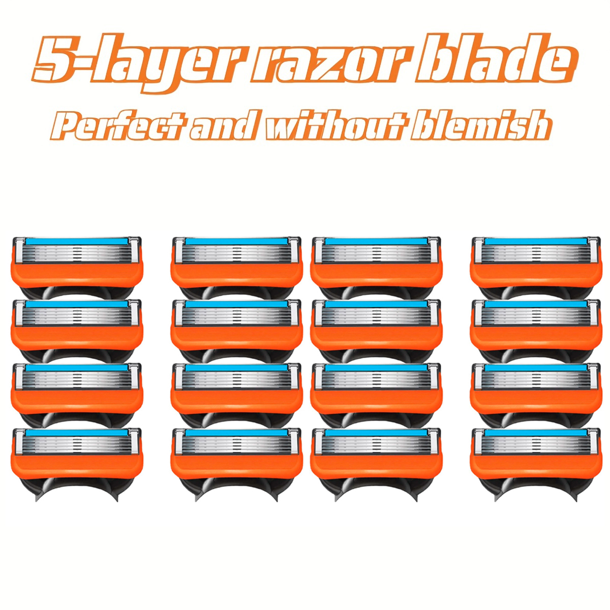 5-Layer Hypoallergenic Stainless Steel Manual Razor with Washable Design, Ideal for Beard & Mustache Trimming - Blue Handle