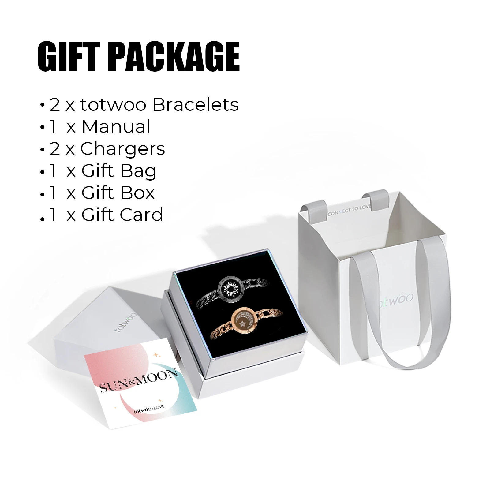 Totwoo pulseiras de toque de relacionamento de longa distância, presente de aniversário de casal, joias inteligentes Bluetooth com suporte para aplicativo iOS Android
