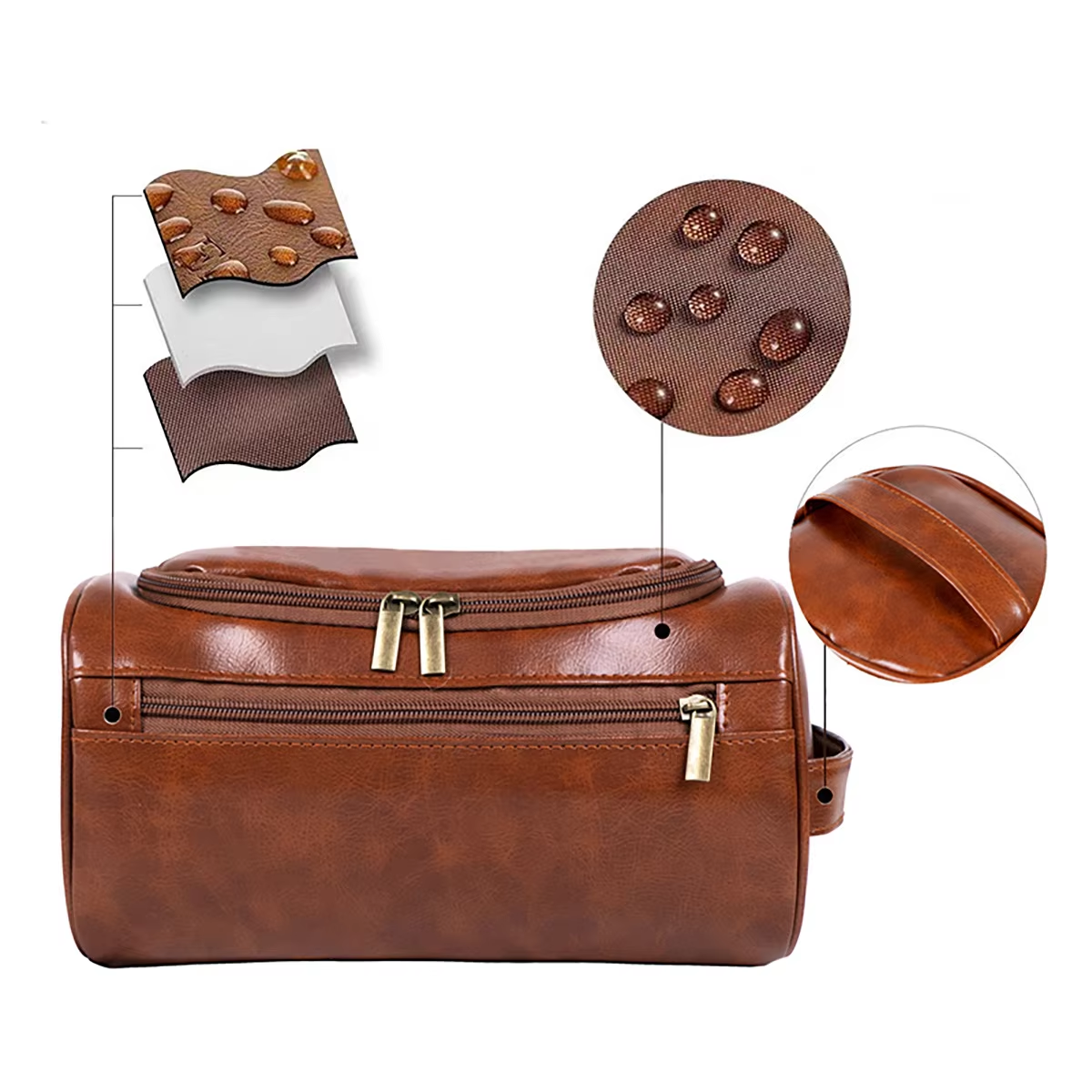 Large Capacity PU Leather Wash Bag Double layered Men's cosmetic bag travel essentials organizer Hanging Makeup Bag