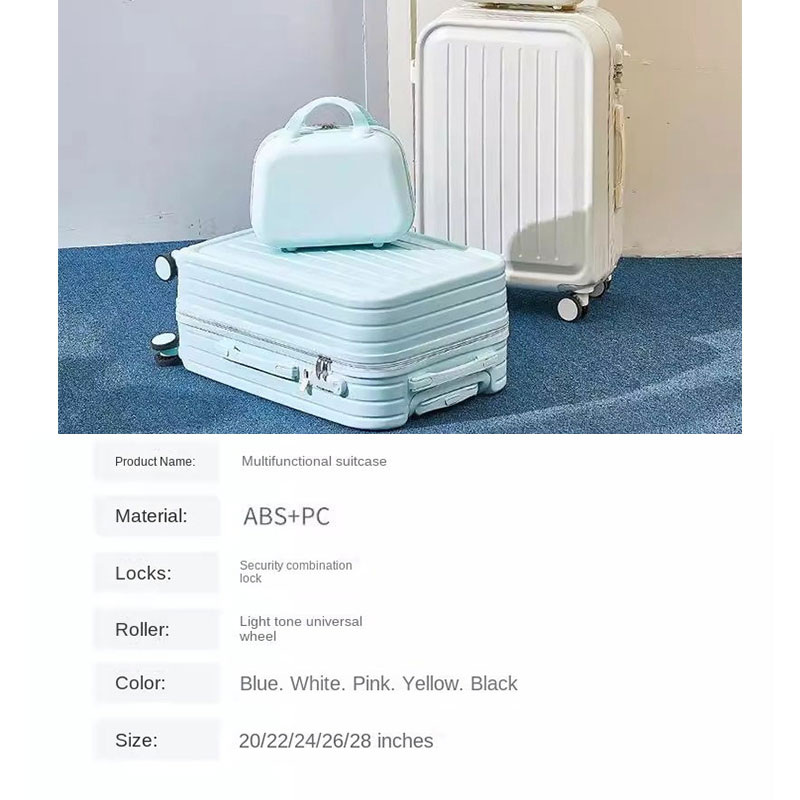 2023 nova combinação mala porta de carregamento usb com suporte copo grande capacidade trole caso viagem bagagem robusta lockbox