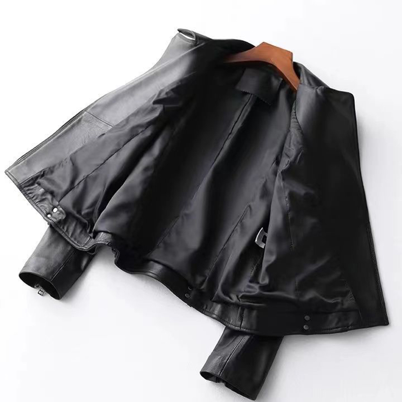 Wiosenne i jesienne nowe ubrania z prawdziwej skóry damskie krótkie, slim fit modne koreańskie kurtki skórzane w dużych rozmiarach 6XL