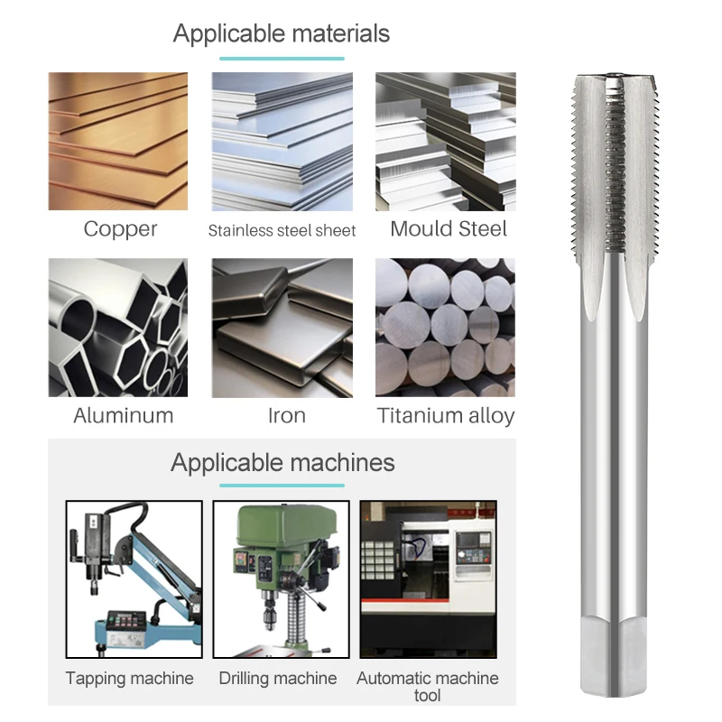 XCAN 1 Tay Phải Chủ Đề Tập HSS Máy Cắm Tập Hệ Mét Vít Tập Khoan Chỉ Dụng Cụ M2 M3 M4 m6 M7 M8 M10 M12 M14 Dụng Cụ Cầm Tay