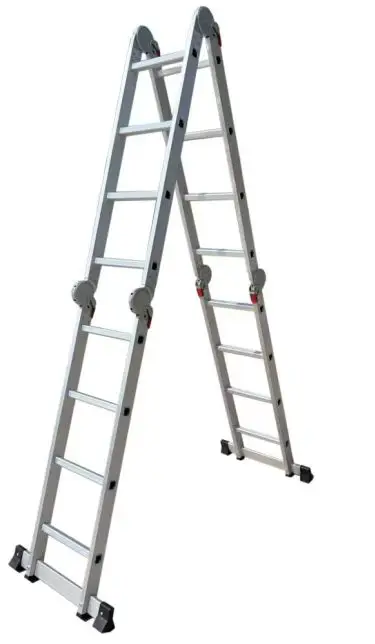 Escalera plegable de aluminio multien uno, resistente, liviana, multiposición para andamio, extensión, escalera de mano