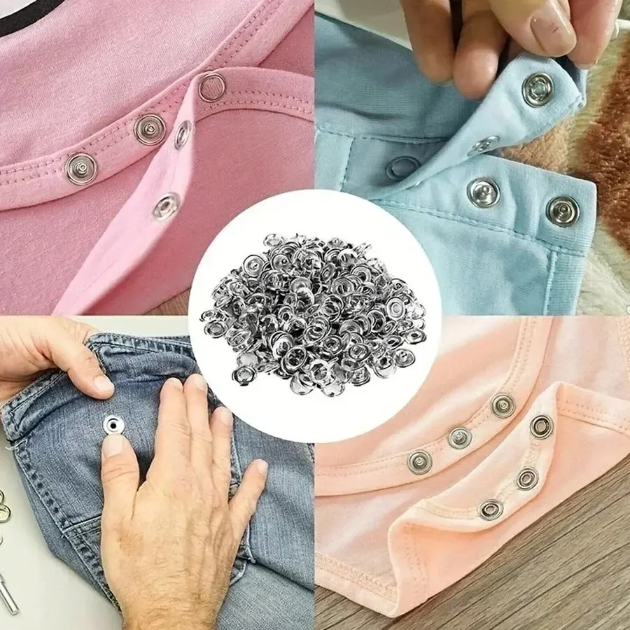 50 set di pinze per fibbia a cinque ganasce set di strumenti fai da te cucito bottoni automatici in metallo solido cavo accessori per l'installazione dei vestiti