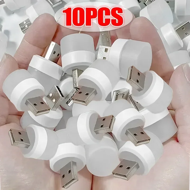 Mini luz nocturna USB, lámparas LED de noche, protección ocular blanca cálida para lectura de libros, ordenador portátil, carga de energía móvil, 1-10 Uds.