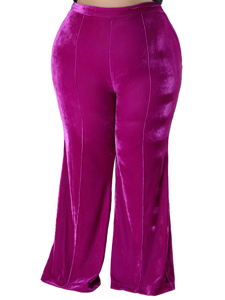 Plus Größe Samt Hosen Frauen Elastische Hohe Taille Lange Flare Hosen Herbst Winter Fashion Solid Velour Oversize Büro Dame Hosen