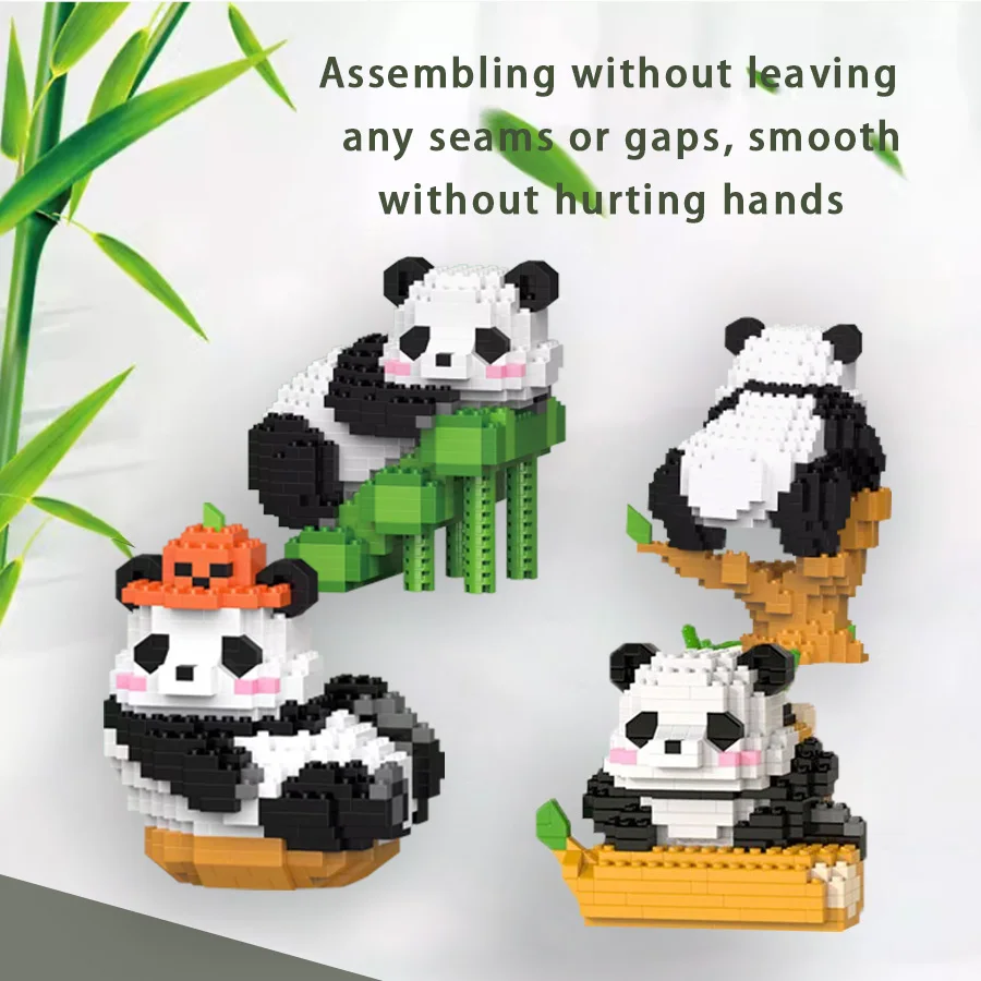 Micro particle building block toy panda cartoon model puzzle assembly children's puzzle toy