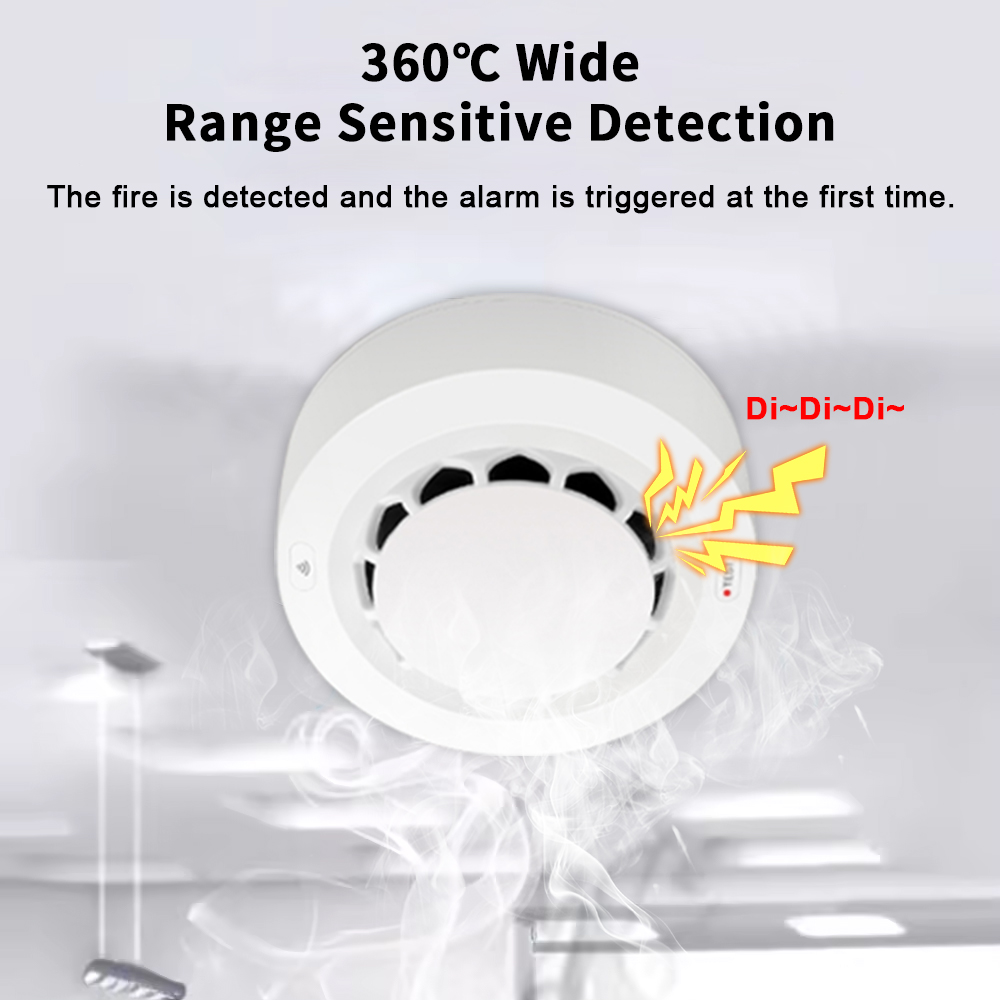 Tuya-alarma de humo WiFi, Detector de humo de protección contra incendios, combinación de ahumadero de 80dB, sistema de seguridad para el hogar, bomberos