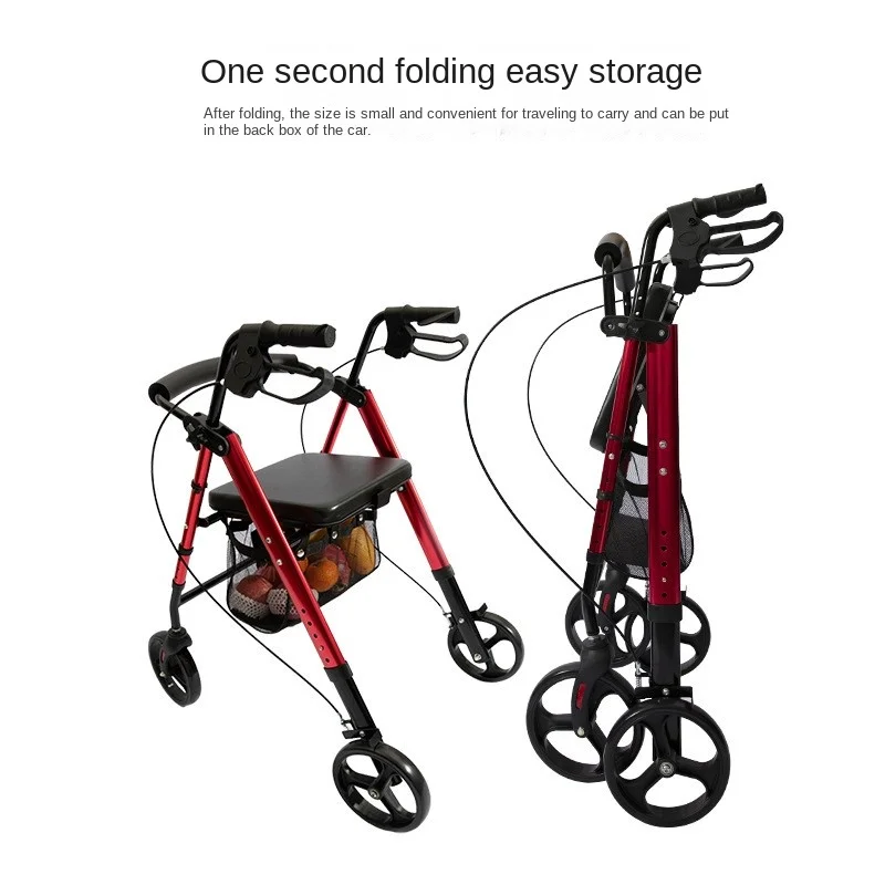 Carrinho de compras de liga de alumínio para idosos carrinho de compras scooter walker com carro familiar multifuncional de quatro rodas