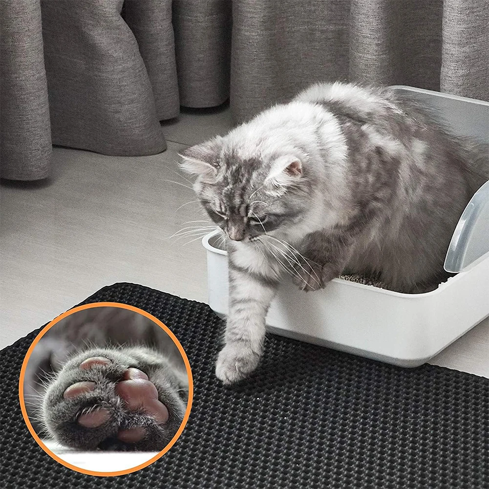 Cat Litter Mat Double Layer Waterproof Urine Proof Trapping Mat Easy to Clean Non-Slip Toilet Pad Cat Scratch Pad Large Foot Pad