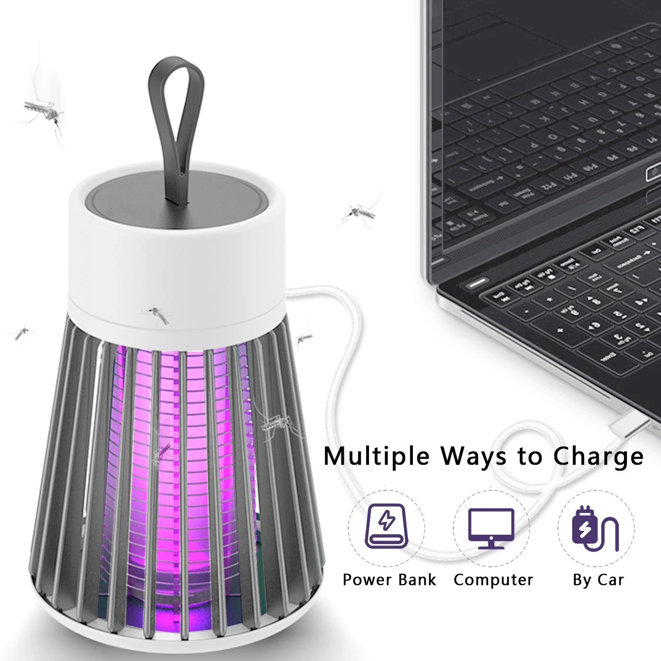 ONEKA Lámpara antimosquitos de descarga eléctrica enchufe USB en lámpara antimosquitos lámpara de Control de plagas trampa para moscas