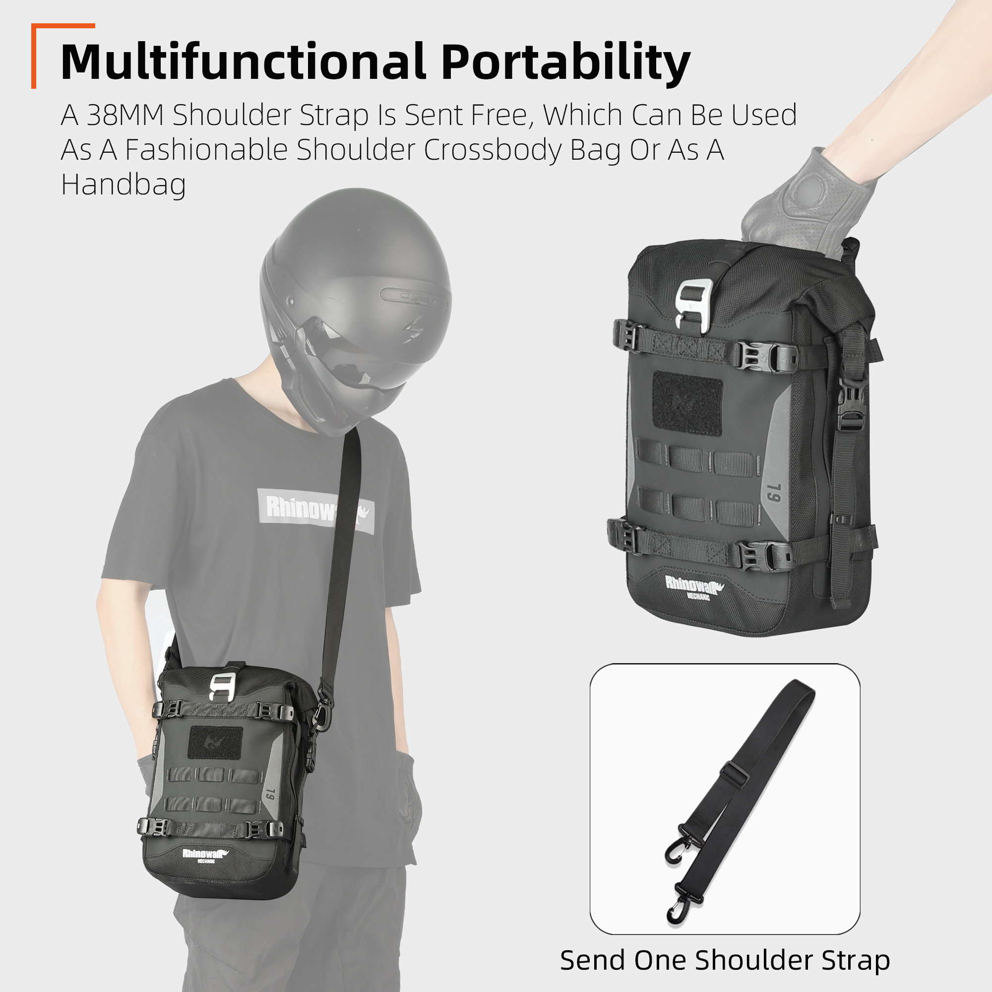 Rhinowalk Motorcycle Bumper Bag Waterproof With Inner Support Board Frame Crash Bar Pack Outdoor Riding Tool Placement Bag