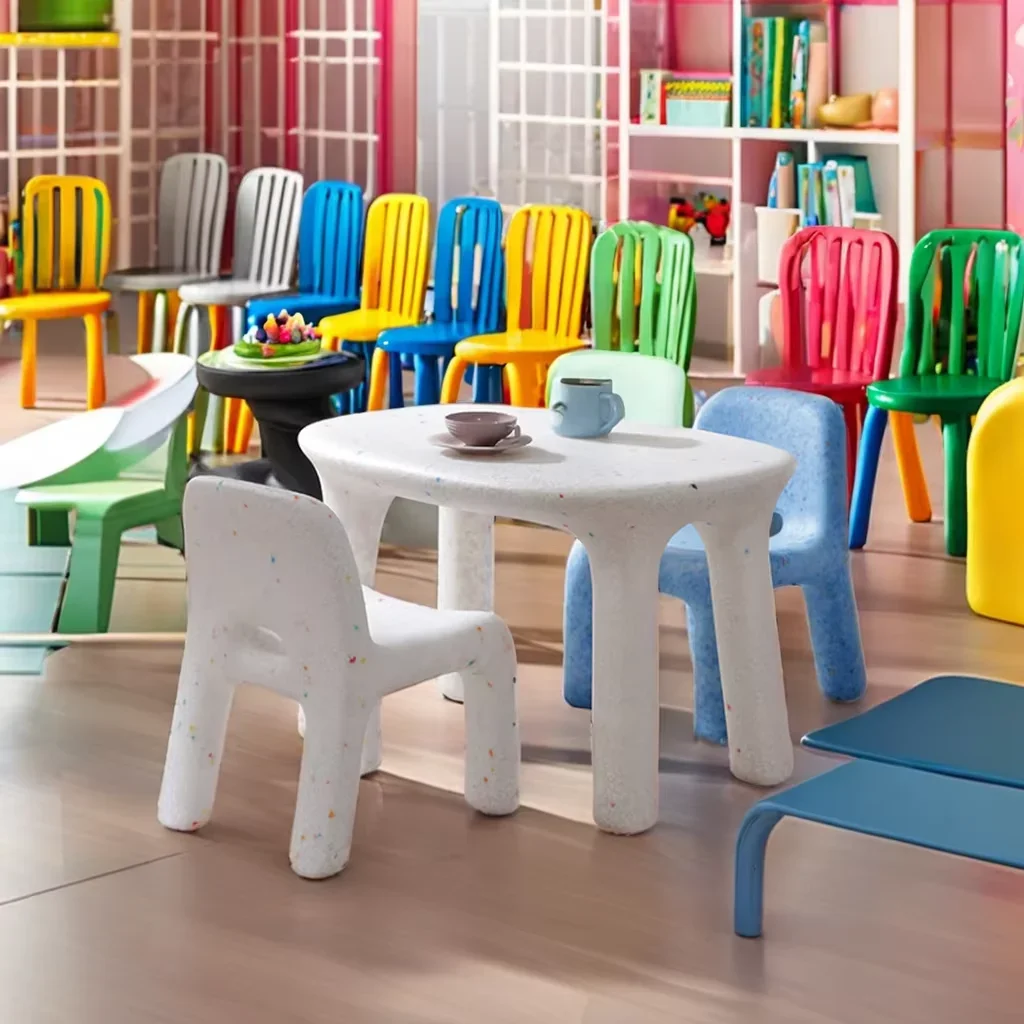 Children's Dining Chair Set Kindergarten Furniture Wooden Kids Table and Plastic Toddler Desk for Kids