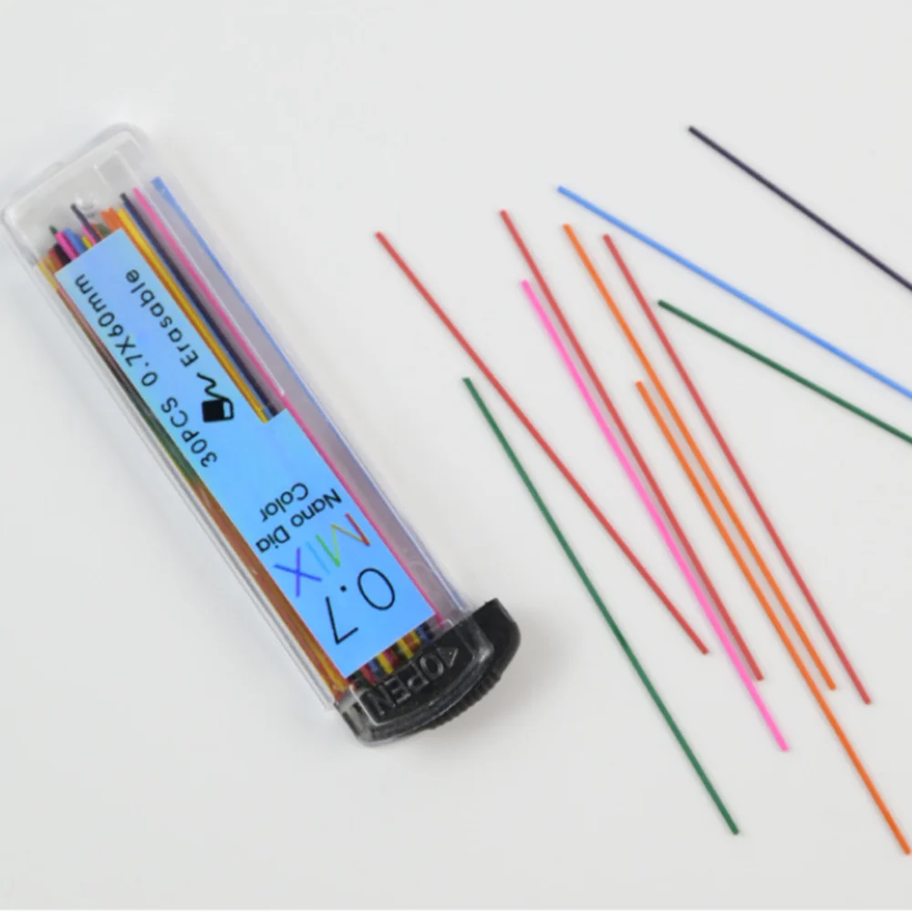 Recambio de plomo automático de color de 0,7 mm HB grafito plomo boceto de arte pintura lápiz cables papelería