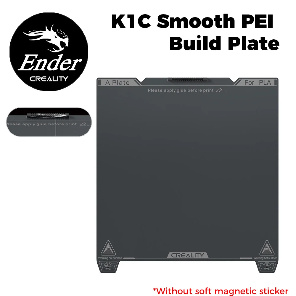 Creality-original k1c liso pei construir placa 235x235mm, etiqueta magnética sem macio, acessórios de impressora 3d