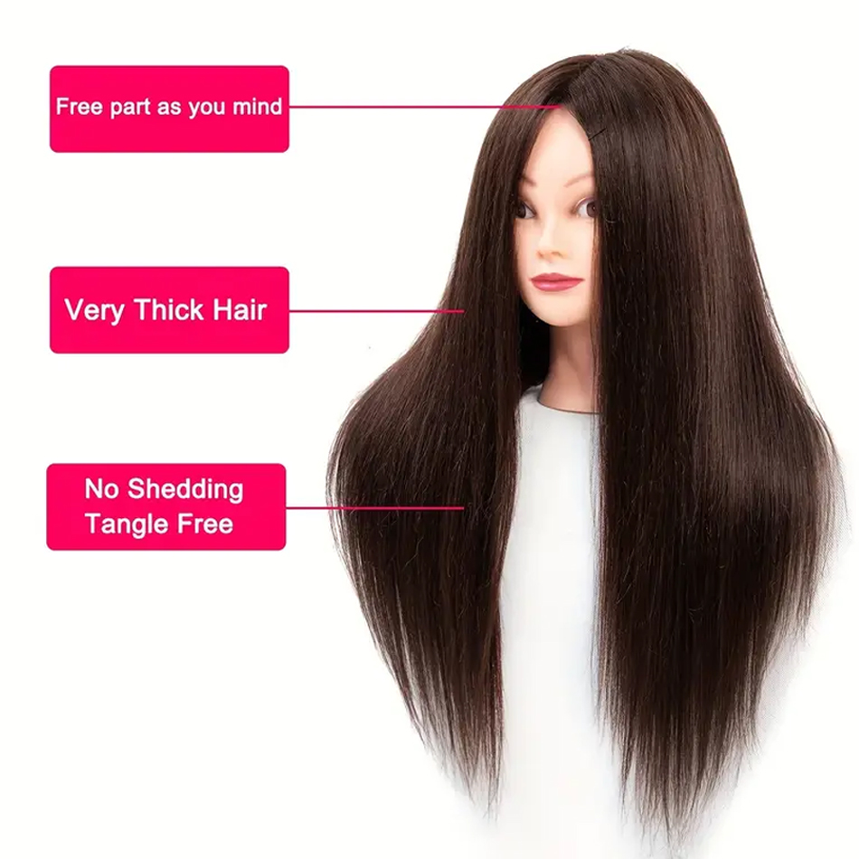 Cabeça de manequim realista com cabelo sintético, versátil beleza formação ajuda, cabeleireiro, maquiagem prática, Heather Stand