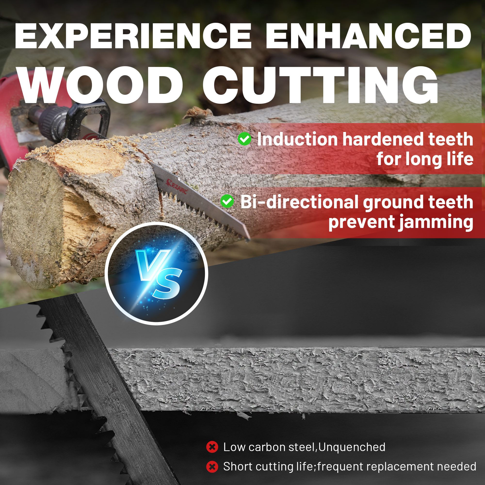 Lâminas de serra alternativas para poda de madeira, 9 ''/12", 5 peças, conjunto de lâminas de serra para poda de dentes à terra para aparar árvores, corte de madeira
