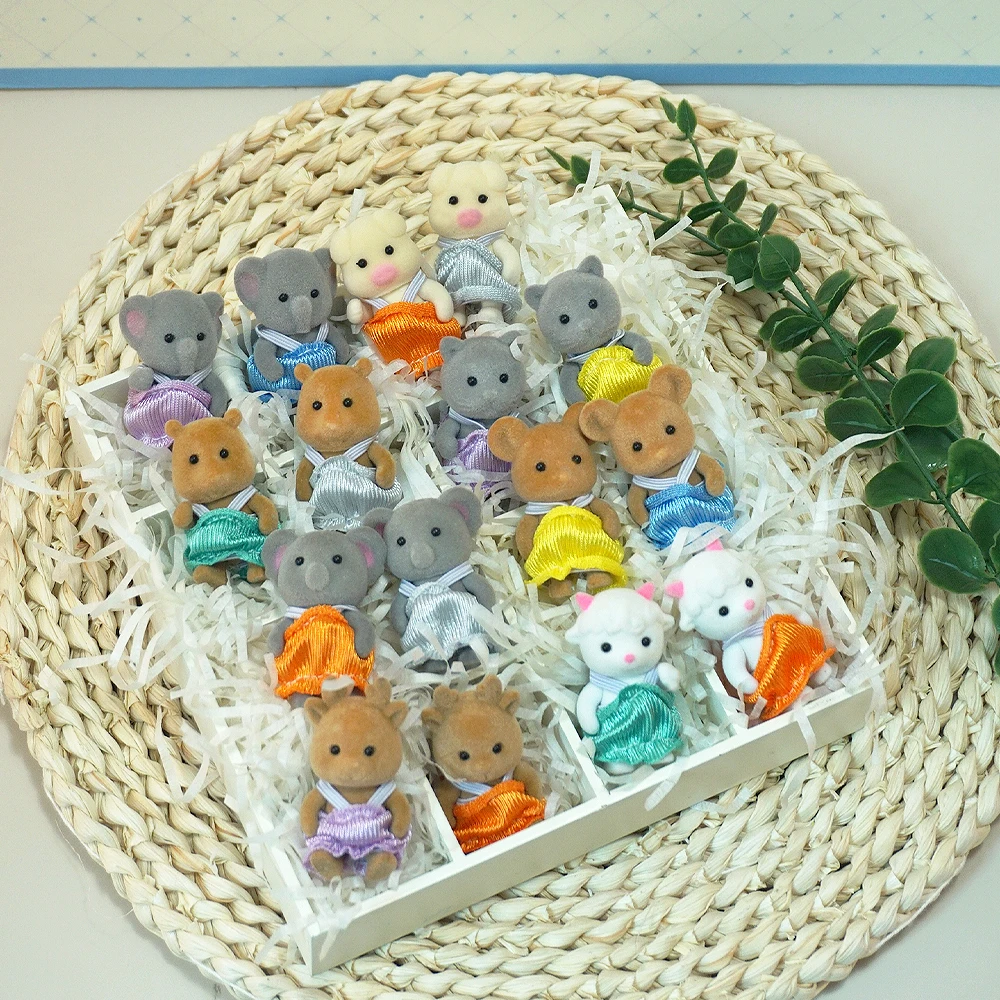 Dollhouse Bunny Baby Figures 1:12 Elephant Sheep Squirrel Family Doll Collectible Play House Accessory Doll Animal Model Toys