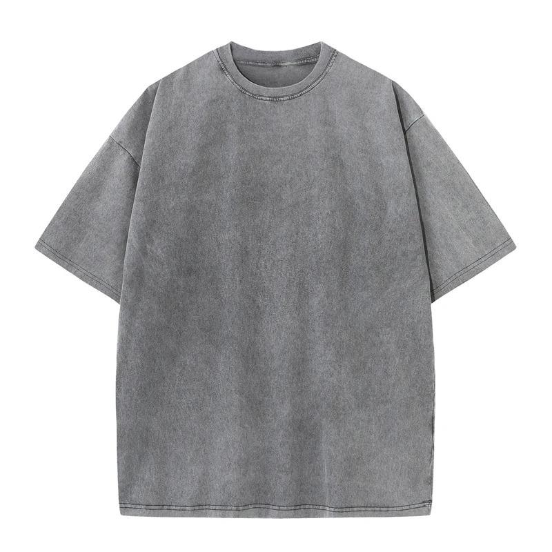 Men's Summer T-shirt 230G Heavy Cotton Vintage Washed T-Shirts Oversized Short Sleeve Loose Streetwear Short Sleeve Tops Tee