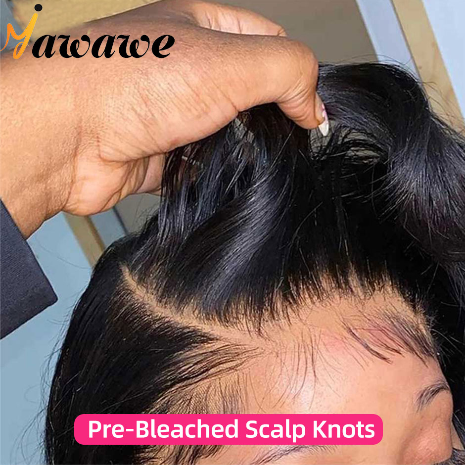 YAWAWE Pre-Bleached Knots Glueless Wig 착용 준비 완료 가발 직선 미리 뽑은 인간의 머리카락 밥 가발 Pre-cut HD 레이스 착용 가발