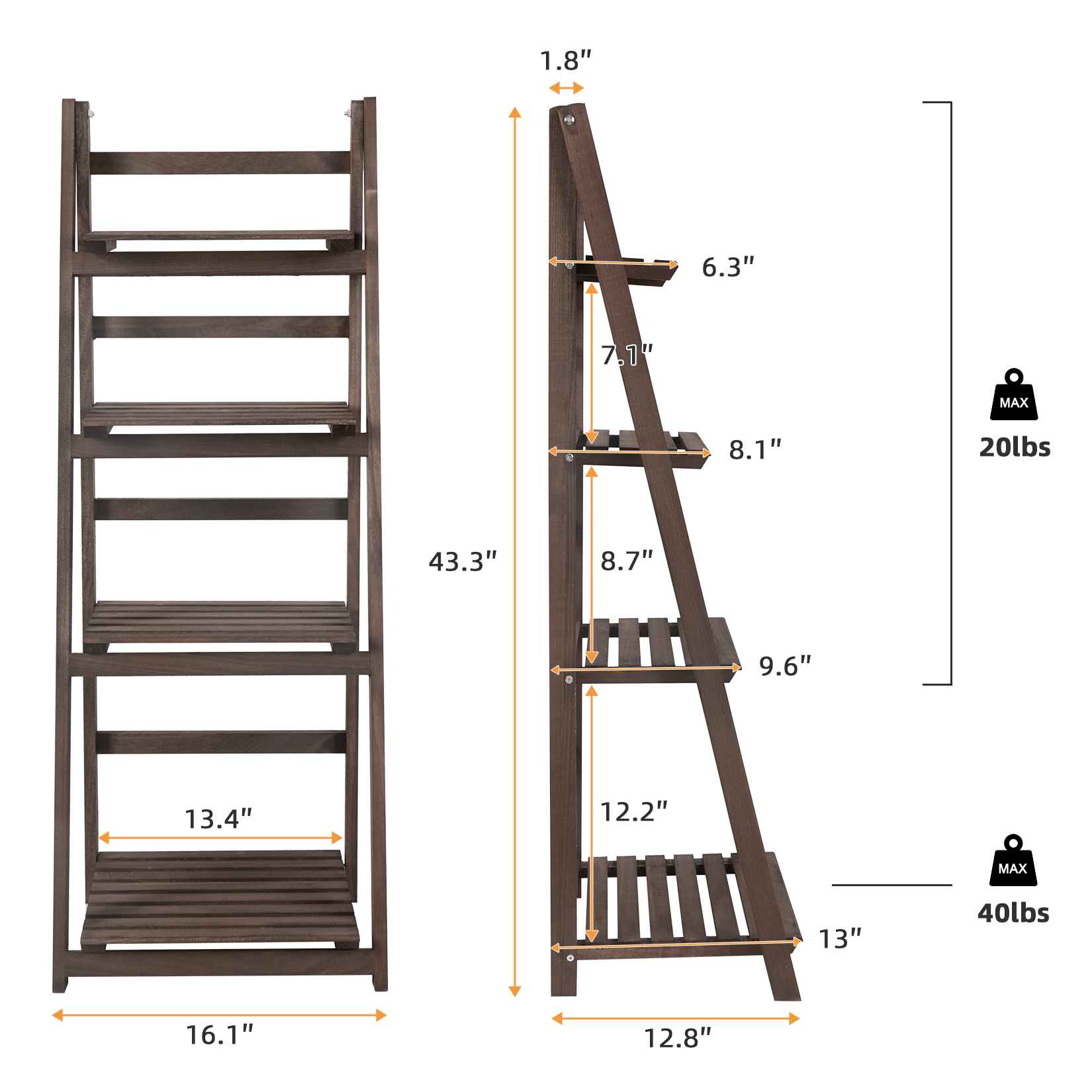 Espositore per fiori a 4 livelli espositore per fiori pieghevole in legno scaffale per libri scaffali per libri Indoor Outdoor