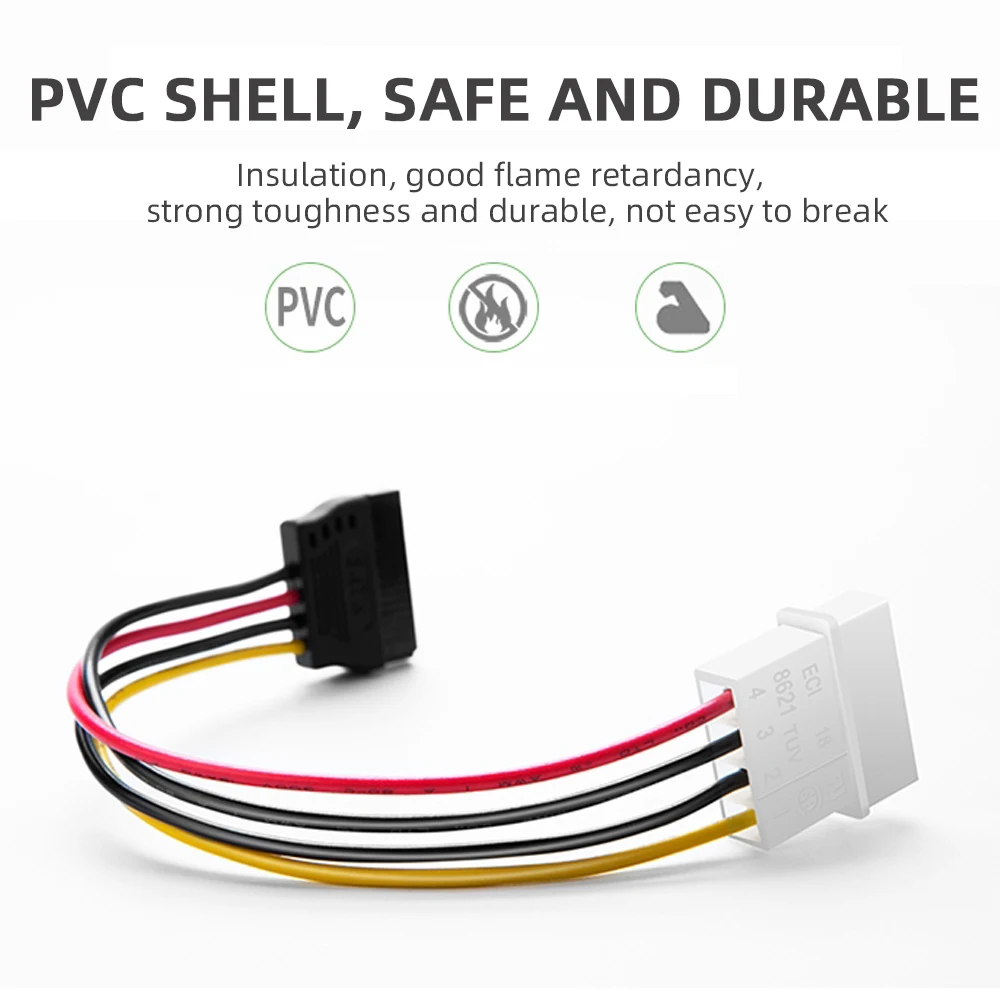 Coolcirc IDE Molex 4 พินถึง 2 x สายไฟ SATA Serial ATA Y Splitter Hard Driver Dual Extension Cord Adapter Connector