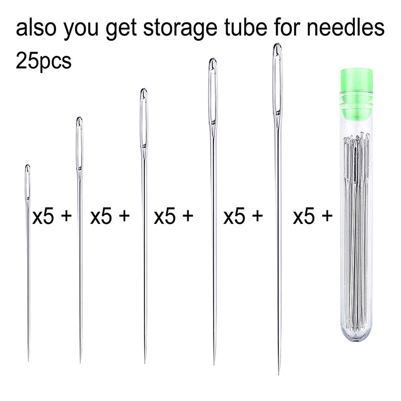 Large Eye Stitching Needles for Sewing, Handmade Leather Needle, Steel Yarn Knitting Needles, Sewing Tool Set, 25Pcs