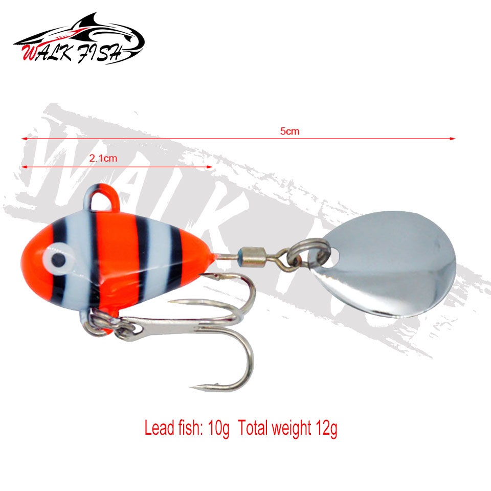 SPAZIERGANG FISCH 1PCS 10g 2,1 cm Neue Metall Mini VIB Mit Löffel Angeln Locken Pin Crankbait Vibration Spinner sinkende Köder Angelgerät