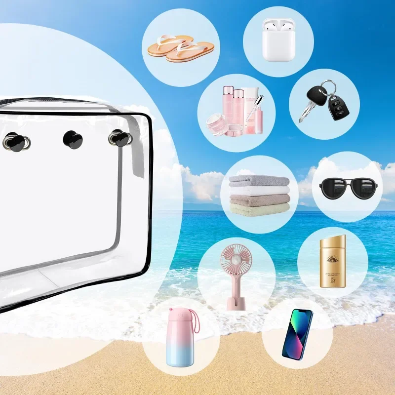 Large Storage Beach Bag EVA Rubber Waterproof Beach Basket Sundries Organizer Transparent Inner Pouch Boggs Bag Accessories