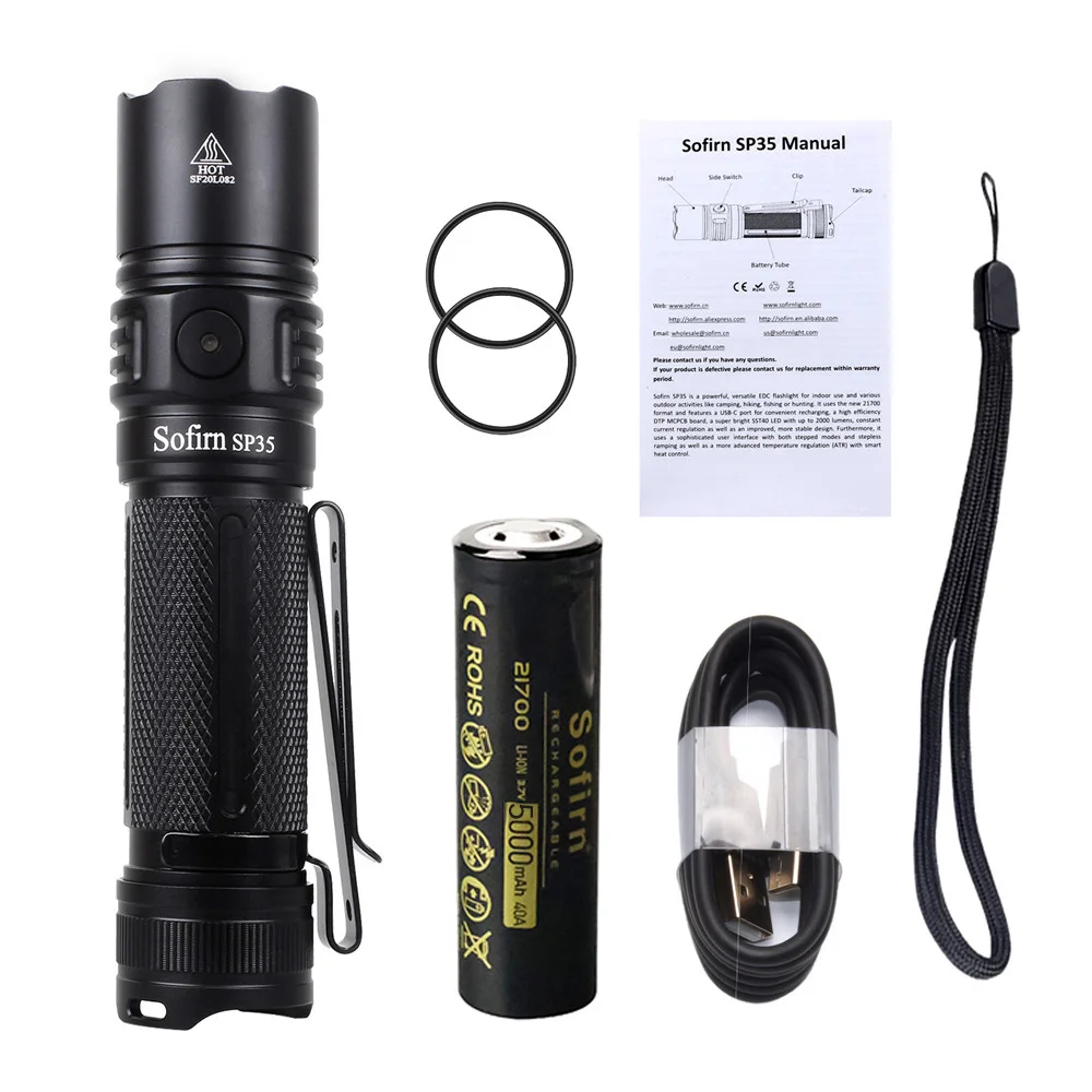 Sofirn SP35 linterna LED recargable 21700 tipo C 2A SST40 2200lm antorcha 2 grupos con indicador de potencia de rampa actualización ATR