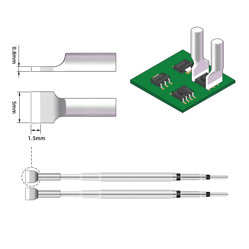 SEQURE 1 par de puntas de pinza para pinzas calientes SQ HT140 3.0FS y 5.0FS puntas de pala plana