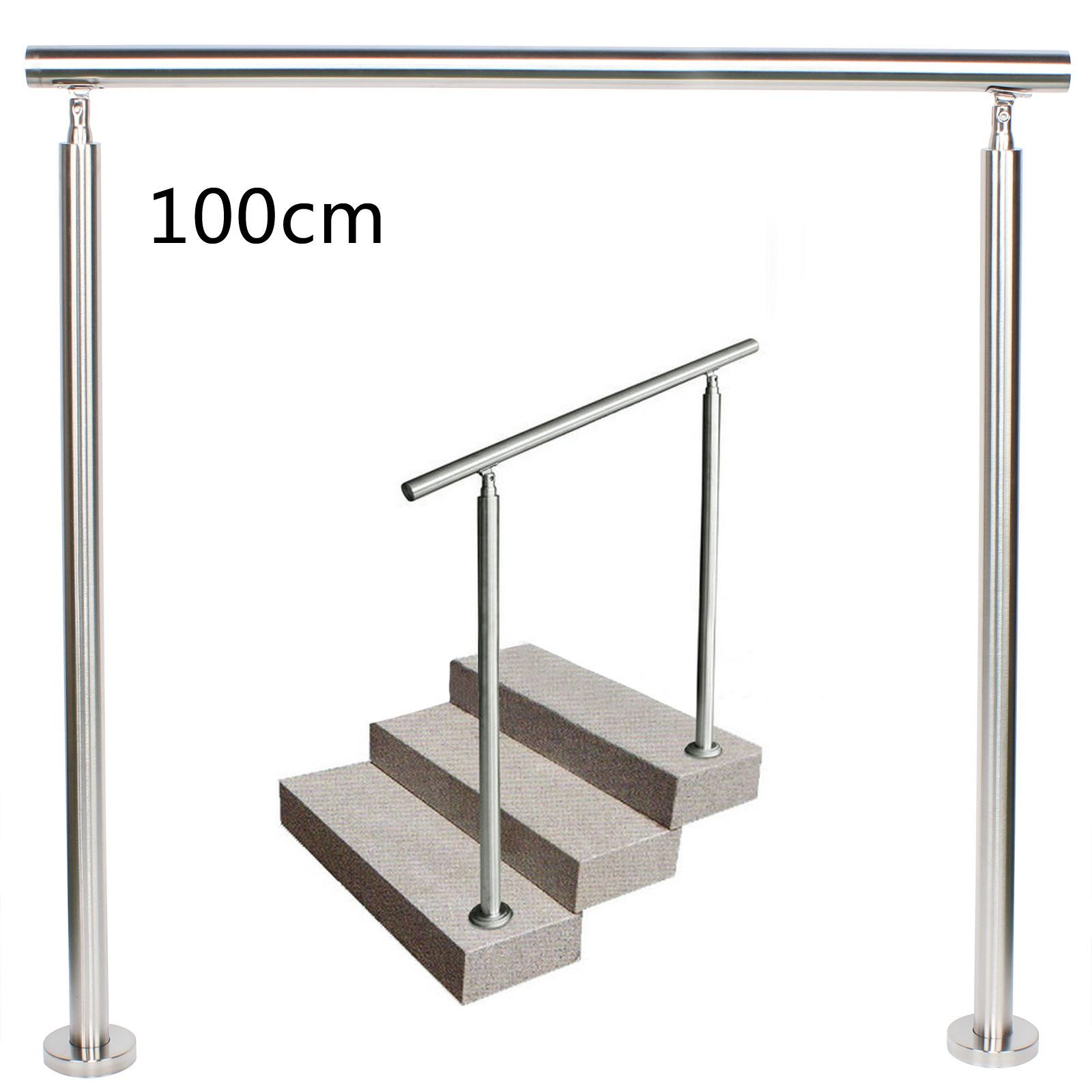 Stainless Steel Handrail Railing, Garden Steps Cross Bar Mobility Handrail 100cm Safety Grab Rail for Stairs and Platforms
