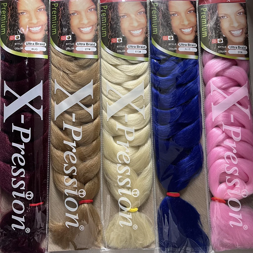 82 インチジャンボ編み髪合成 Xpression 三つ編みかぎ針編みヘアエクステンション 165 グラム事前ストレッチ三つ編み卸売女性のための