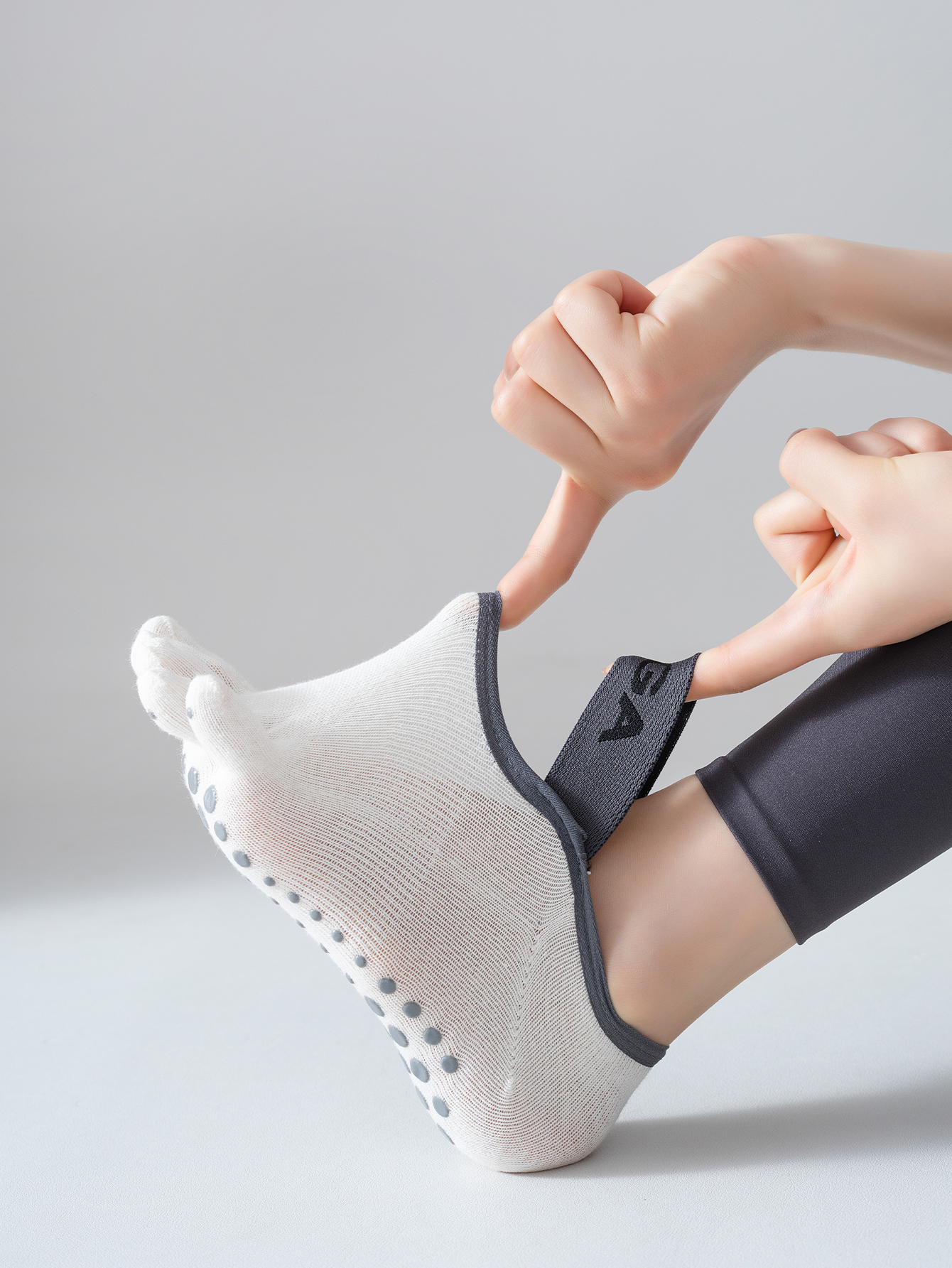 1 paio di calzini da donna a cinque dita, calzini yoga antiscivolo professionali, calzini fitness Pilates