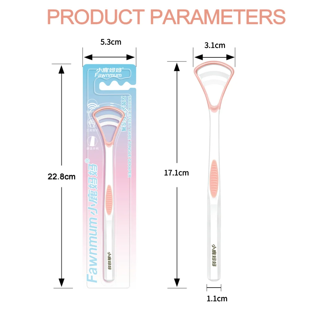 Fawnmum Raschietto per lingua in silicone con manico antiscivolo Detergente per lingua a doppio lato Spazzola per lingua per l'alito più fresco per l'igiene orale