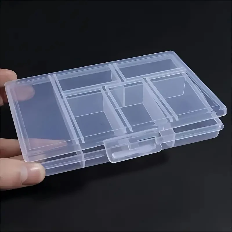 Caja de almacenamiento de joyería, caja de almacenamiento transparente de doble hebilla para pendientes y anillos, organizador de almacenamiento de accesorios para taladro de uñas
