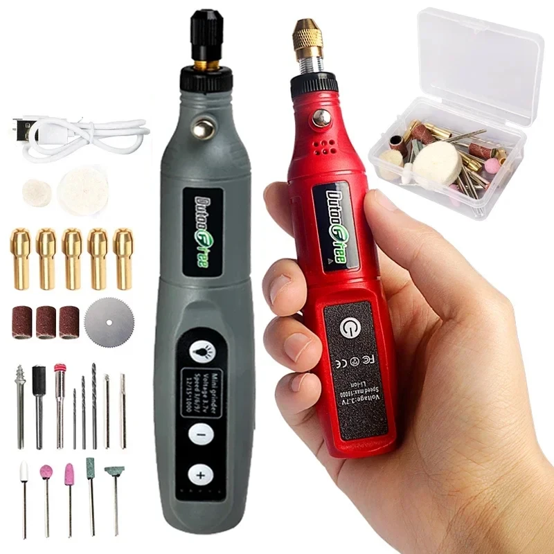Máquina pulidora de carga multifuncional de 3,7 V, herramienta de pulido de taladro inalámbrico, herramienta rotativa USB para carpintería DIY Dremel