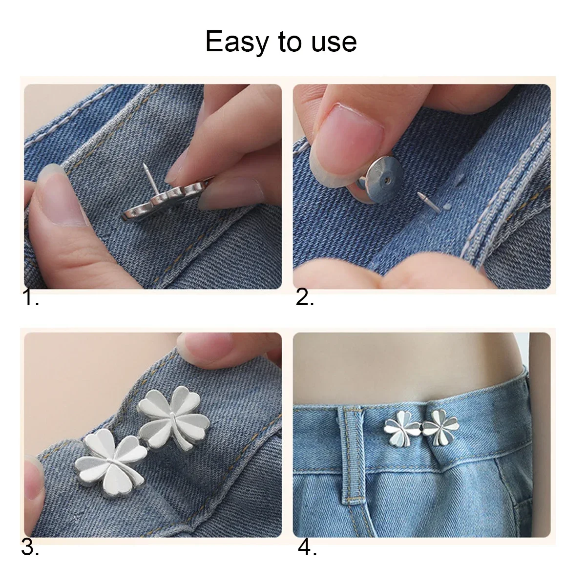 Botão de laço ajustável para calças e saias apertador de cintura fivela de cintura ajustável para jeans sem necessidade de costura