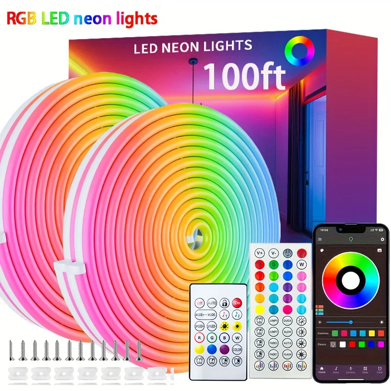 24 В RGB 5 м 10 м 20 м 30 м светодиодная неоновая лента Bluetooth приложение 24 клавиши 44 клавиши дистанционное управление синхронизация музыки комплект питания 60 светодиодов водонепроницаемый декор